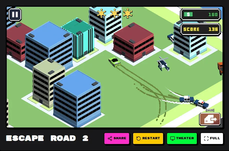 Escape Road 2 strategy - using narrow alleys to evade police cars