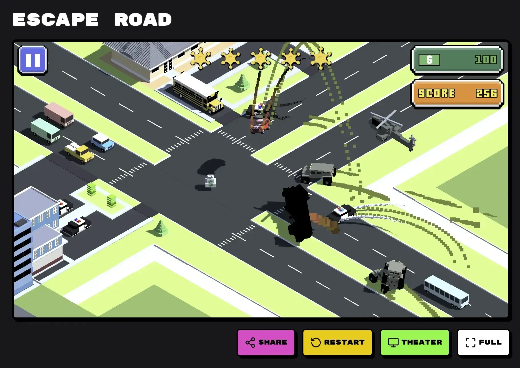 Escape Road destructible environment with voxel debris flying